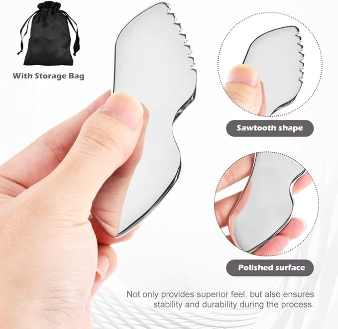 Stainless Steel Gua Sha Facial Tools, Upgrade Gua Sha for Facial Skin, Portable Eyes Neck Massage, Metal Gua Sha Tighten Skin Massage Guasha Beauty Tool-BrightBean Baby