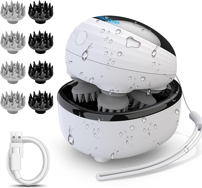 arboleaf Scalp Massager Electric, Portable Head Massager Scalp Stress Relax, Waterproof Rechargeable 6 in 1 Hair Massage, Ideal for Relaxation and Wellness, Gifts for Her and Him-BrightBean Baby
