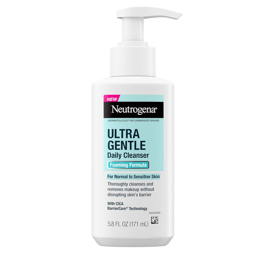 Neutrogena Ultra Gentle Foaming Facial Cleanser, Foaming Face Wash for Sensitive Skin, Gently Cleanses Away Dirt, Oil & Makeup Without Over Drying, Fragrance-Free, 5.8 fl. oz-BrightBean Baby