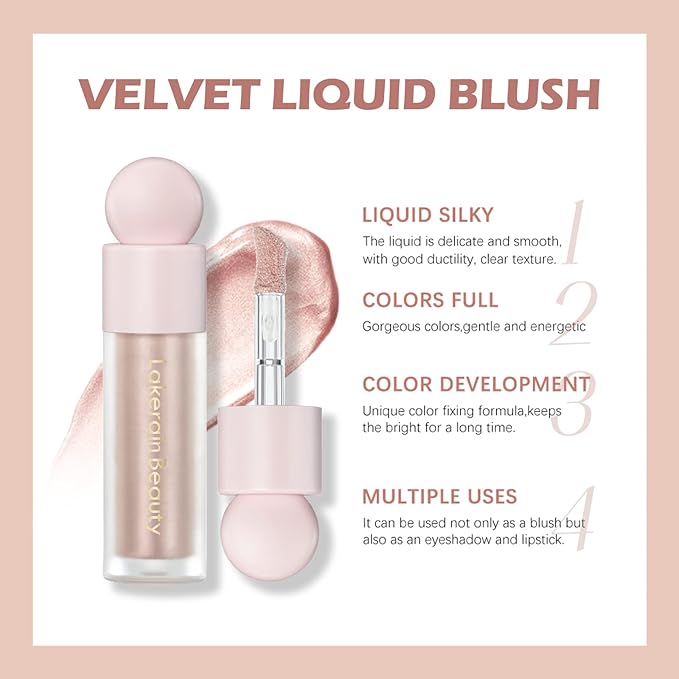 Erinde Liquid Highlighter Makeup, Pink Luminizer Face Highlight Makeup Stick, Natural Beauty Glow Finish, Lightweight Blendable Cream Face Body Liquid Illuminator Bronzer, Cruelty-free, 03 Rose Gold-BrightBean Baby