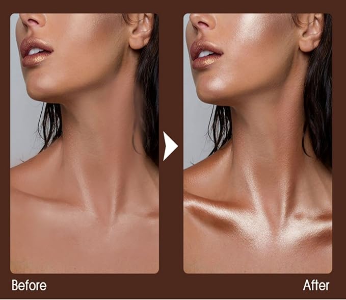 Shimmer Body Oil Golden Brown, Illuminator Highlighter for Face & Body Makeup Shine, Non-Sticky Body Moisturizing For All Skin Types, Fast Absorbing & lightweight Body Oil For Women-BrightBean Baby