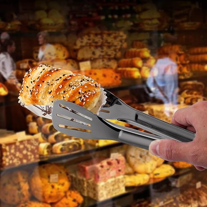 4 PCS Serving Tongs Black Tongs 9 Inch Serving Utensils Stainless Steel Serving Tongs for Salad Buffet Appetizer Dessert Tong for Food Parties