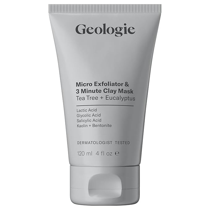 Geologie Micro Exfoliator & Clay Mask | 3-in-1 Deep Cleansing Face Wash, Pore Refining Mask & Skin Exfoliant | Tea Tree & Eucalyptus Scent For Men & Women | 4 fl oz-BrightBean Baby
