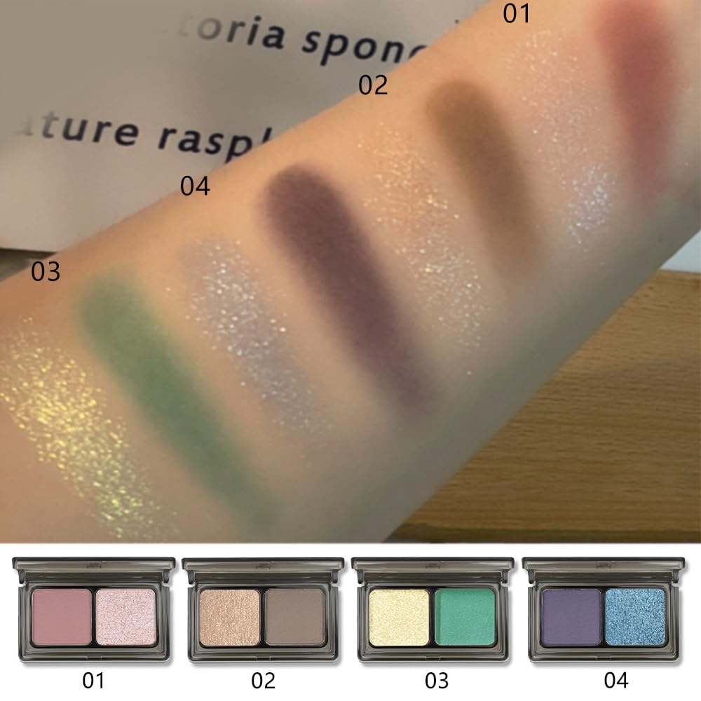 AMY'S DIARY 2 Color Shimmer Matte Eyeshadow Palette 4 pcs set – Shimmer matte Shades eye shadow for Eye Makeup, Long-Lasting & Highly Pigmented, Vegan & Cruelty-Free for woman (01+02+03+04)-BrightBean Baby