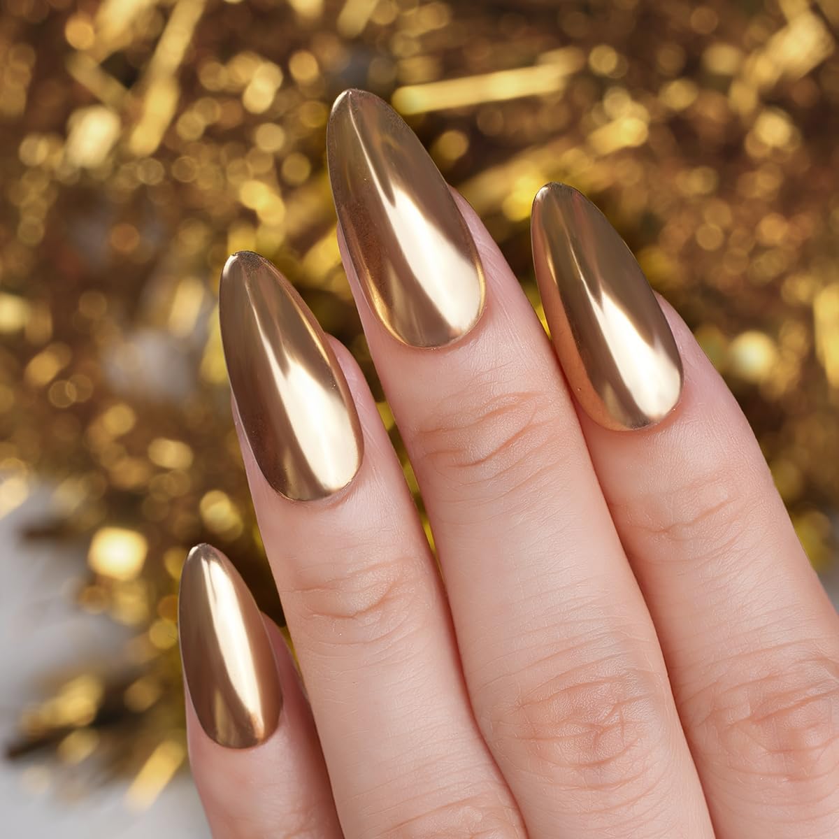 Pretty Diva Chrome Nail Powder - Champagne Gold Mirror Effect Nail Chrome Powders, Highlight Metallic Chrome Powder for Nail Art Pigment Chrome Powder for Nails (Champagne, 1g)-BrightBean Baby