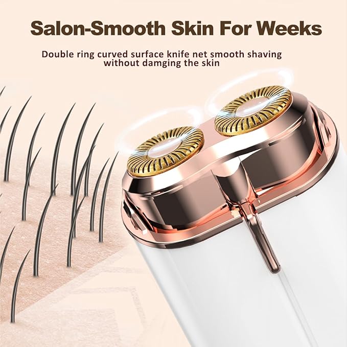 Facial Hair Removal for Women, Portable Painless Electric Shaver Device with Built-in LED, Wet/Dry Electric Razor Hair Remover Epilators for Face, Chin, Upper Lip and Arms (White-2025)-BrightBean Baby