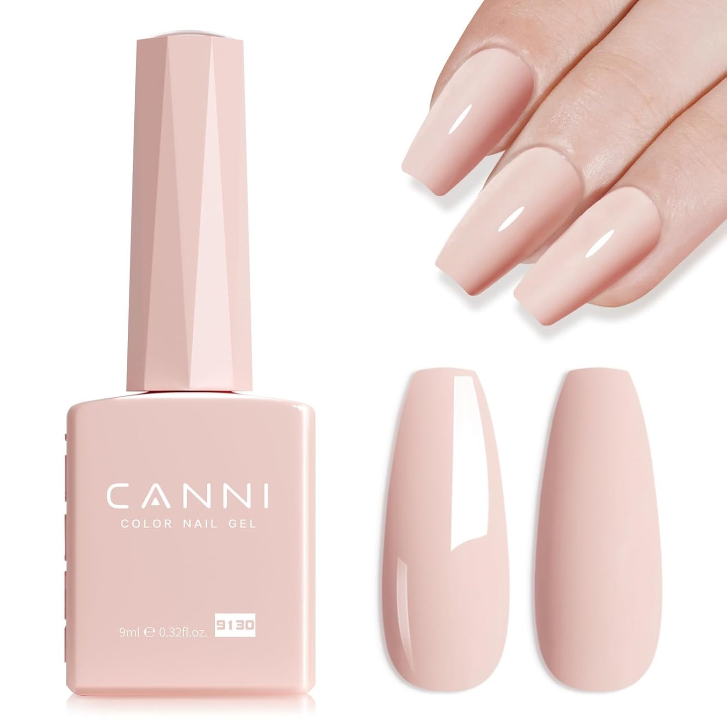 CANNI Pink Gel Nail Polish – Light Nude Oyster Pink, High Gloss Soak-Off UV/LED Gel for French Manicure, DIY Home & Salon Use, 0.32 fl oz-BrightBean Baby