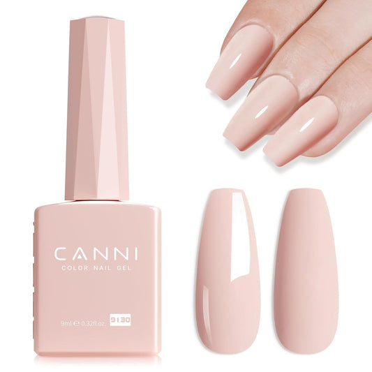 CANNI Pink Gel Nail Polish – Light Nude Oyster Pink, High Gloss Soak-Off UV/LED Gel for French Manicure, DIY Home & Salon Use, 0.32 fl oz-BrightBean Baby