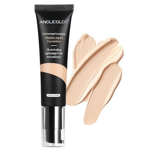 Matte Oil Control Concealer Foundation Flawless Soft Long Lasting Foundation Makeup,Waterproof Full Coverage Face Makeup Strong Concealer Foundation for Oily Acne Skin (#102 Nude)-BrightBean Baby