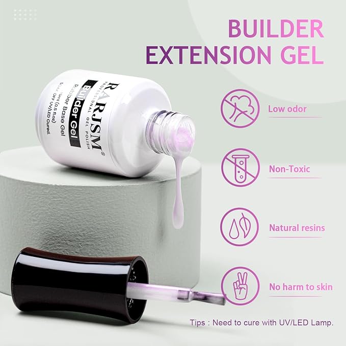 RARJSM Gel Builder Nail Polish Pearl White Purple Glitter Hard Gel in a Bottle Mermaid Shell Pearlescent Thick Extension Structure Gels for Nails 15ml Soak Off Curing Requires Salon Home DIY Use-BrightBean Baby