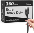 360 Count Extra Heavy Duty Black Plastic Forks Disposable, BPA-Free, Heat Resistant, Solid and Durable Disposable Forks Bulk, Premium Plastic Forks heavy duty for Party Supply
