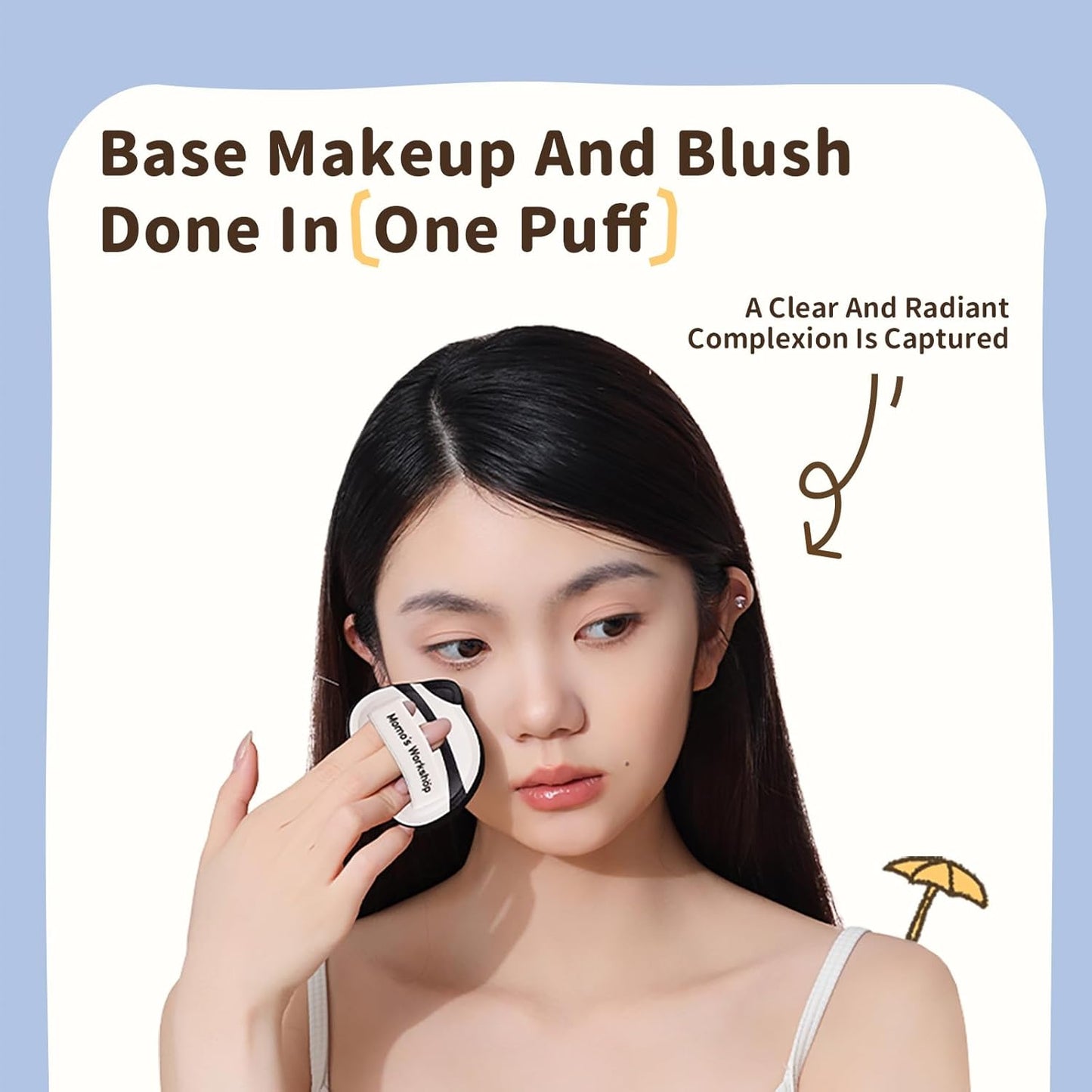 Panda Air Marshmallow Puff,Makeup Sponge,Rubycell Material,Pointed Tip for Concealer + Flat Side for Foundation, Longwear Makeup, Travel Friendly & Reusable,2pcs Puffs & Storage Case-BrightBean Baby