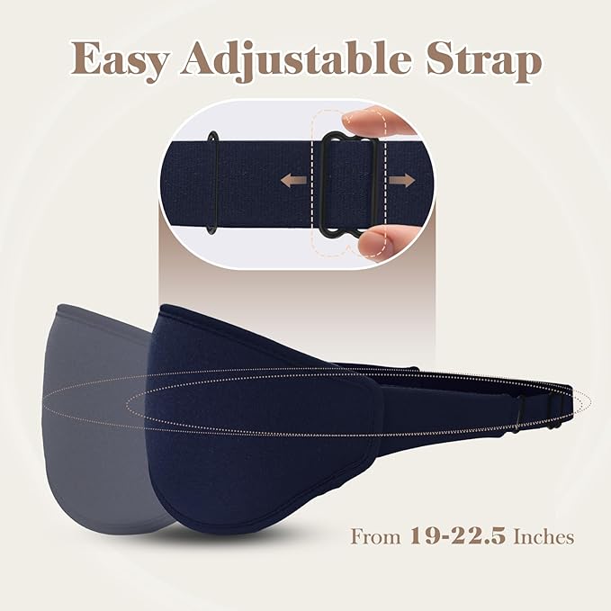 3D Cooling Eye Mask Sleep Mask for Men & Women, 100% Pressure-Free & Light Block-Out Eye Mask for Sleep with Easy Adjustable Strap, Night Eye Cover for Travel, Blue-BrightBean Baby