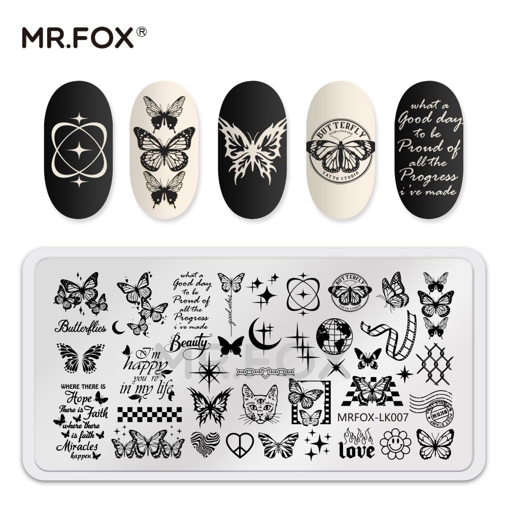 6 Pcs Nail Plates Stamping Set Rose Snake Butterfly Egyptian Cross Nail Art DIY Stamping Template-BrightBean Baby