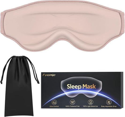 3D Cooling Eye Mask Sleep Mask for Men & Women, 100% Pressure-Free & Light Block-Out Eye Mask for Sleep with Easy Adjustable Strap, Night Eye Cover for Travel, Pink-BrightBean Baby