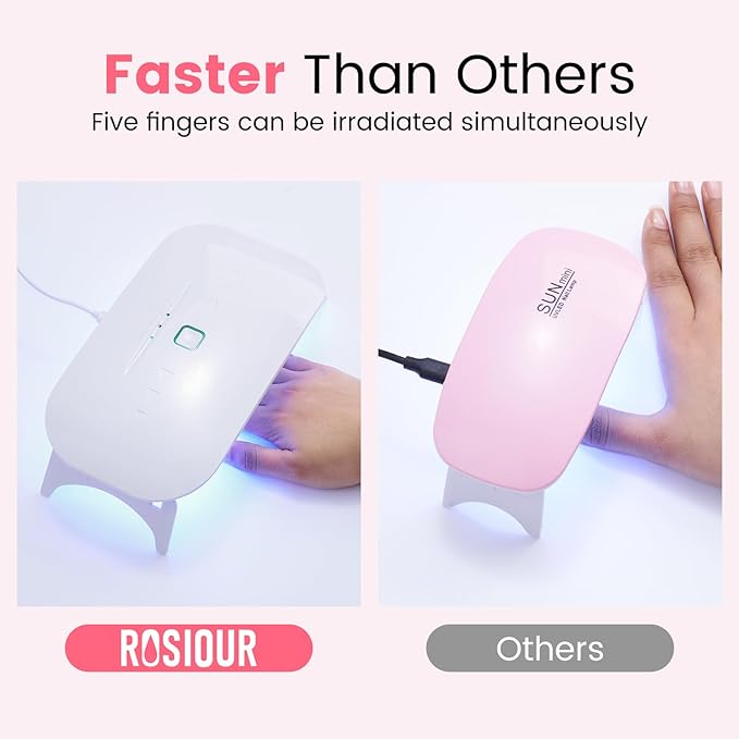 Gel Nail Polish Kit with U V Light, Hema-Free Bright Red Light Baby Pink Violet Pink Summer Gel Polish Set with Base & Top Coat Chrome Nail Powder, 4 Colors Mini Salon Nail Art Starter Gift for Women-BrightBean Baby