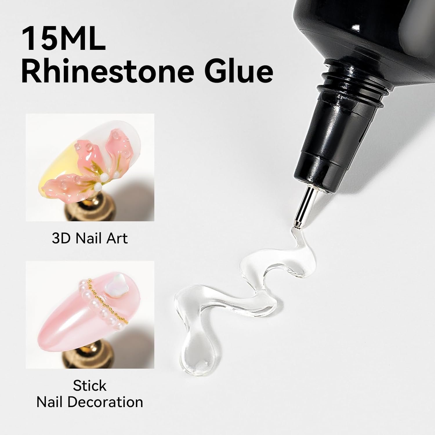 Solid Builder Gel and 15g Rhinestones Glue, Sculpting Gel for Nail Art Clear Non-Stick Hand For Modeling, Sculpture, Nails Extension UV/Led Manicure DIY At Home-BrightBean Baby