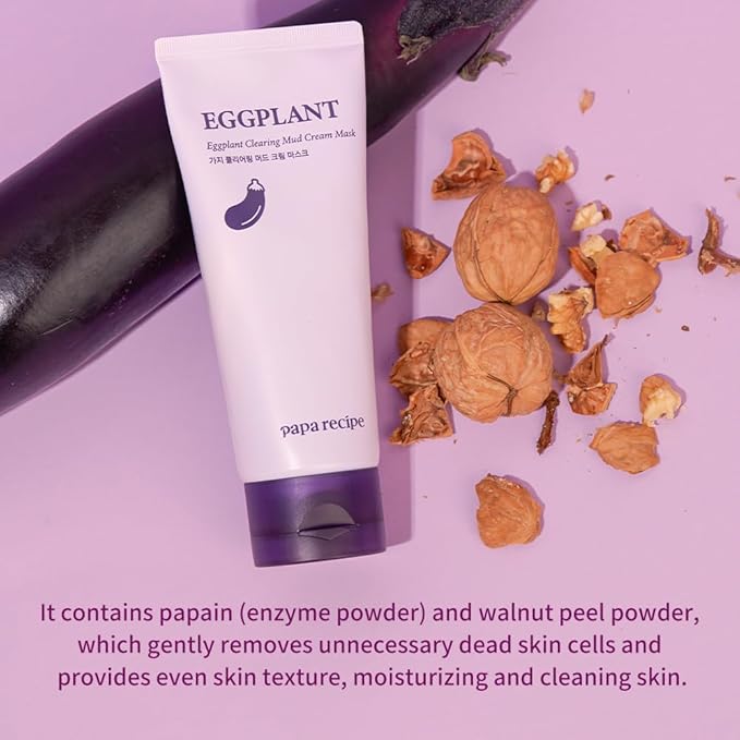 Papa Recipe Kaolin Mud Mask with Eggplant Extract – Hydrating Creamy Clay Mask for Pore Care, Gentle Exfoliation & Daily Use – With 6 Types of Hyaluronic Acid & Cica – Korean Skincare-BrightBean Baby