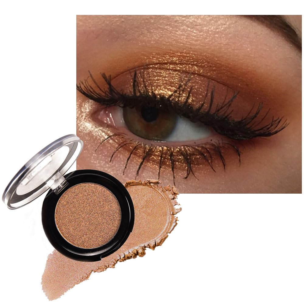 Monochrome Powder Eyeshadow Palette Makeup,Dark Brown Natural Neutral Single Shimmer Eye Shadow for Older Women,Buildable Sparkly Eye Finish,Long Lasting Naturing-Looking-BrightBean Baby