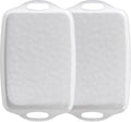Large Serving Tray with Handles,19”x12” Large Rectangular Melamine Serving Platters Set of 2, Kitchen Food and BBQ ServingTray,Dishwasher Safe, Bright White