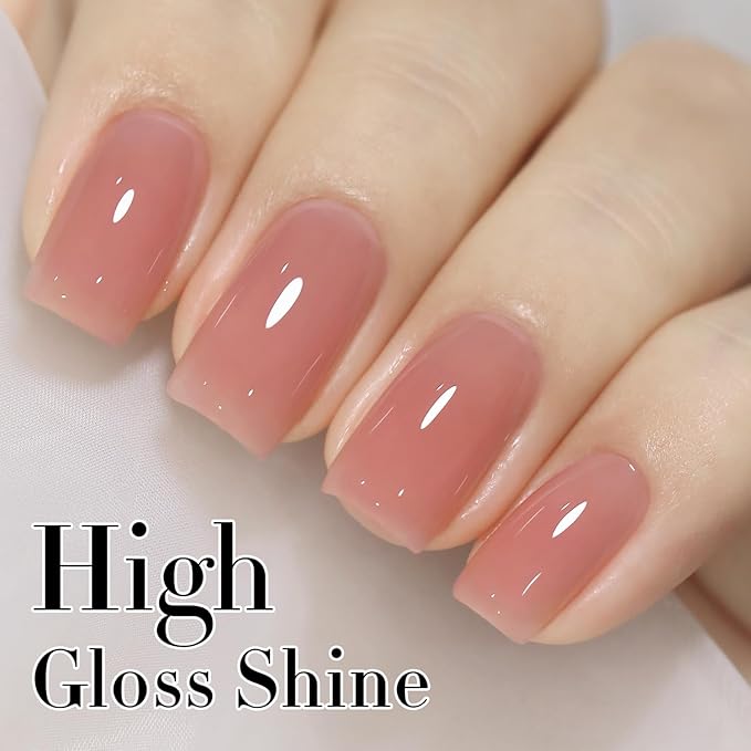 Double Rhythm 0.50 OZ Translucent Gel Polish Same Color Same Bottle Sheer Pastel Neutral Natural Milky 15 ML Jelly UV Nail Art DIY at Home (Light Pink-A1494)-BrightBean Baby