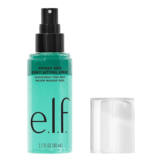 e.l.f. Power Grip Dewy Setting Spray, Ultra Fine Mist Made With Hyaluronic Acid, Grips Makeup For A Hydrated, Dewy Finish, Vegan & Cruelty-Free-BrightBean Baby