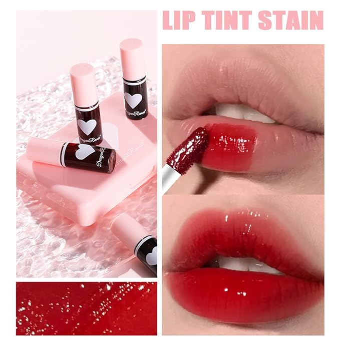 Miniling 6 Colors Lip Tint Stain Set，Korean Gloss Plumping Mini Liquid Lipstick，Multi-use and Cheek Tint，Long lasting Non-Stick Cup Waterproof, High Pigment, Vivid Color, Makeup, 1.0 Count-BrightBean Baby