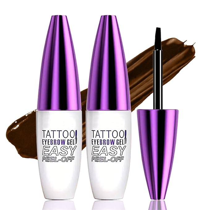 Peel Off Tattoo Brow Tint Gel - 2pcs Light Brown Eyebrow Kit, Waterproof, Transfer-Proof & Sweatproof, Quick Peel Formula for Natural Fuller Brows, Mother’s Day Gifts for Women All Skin Types-BrightBean Baby
