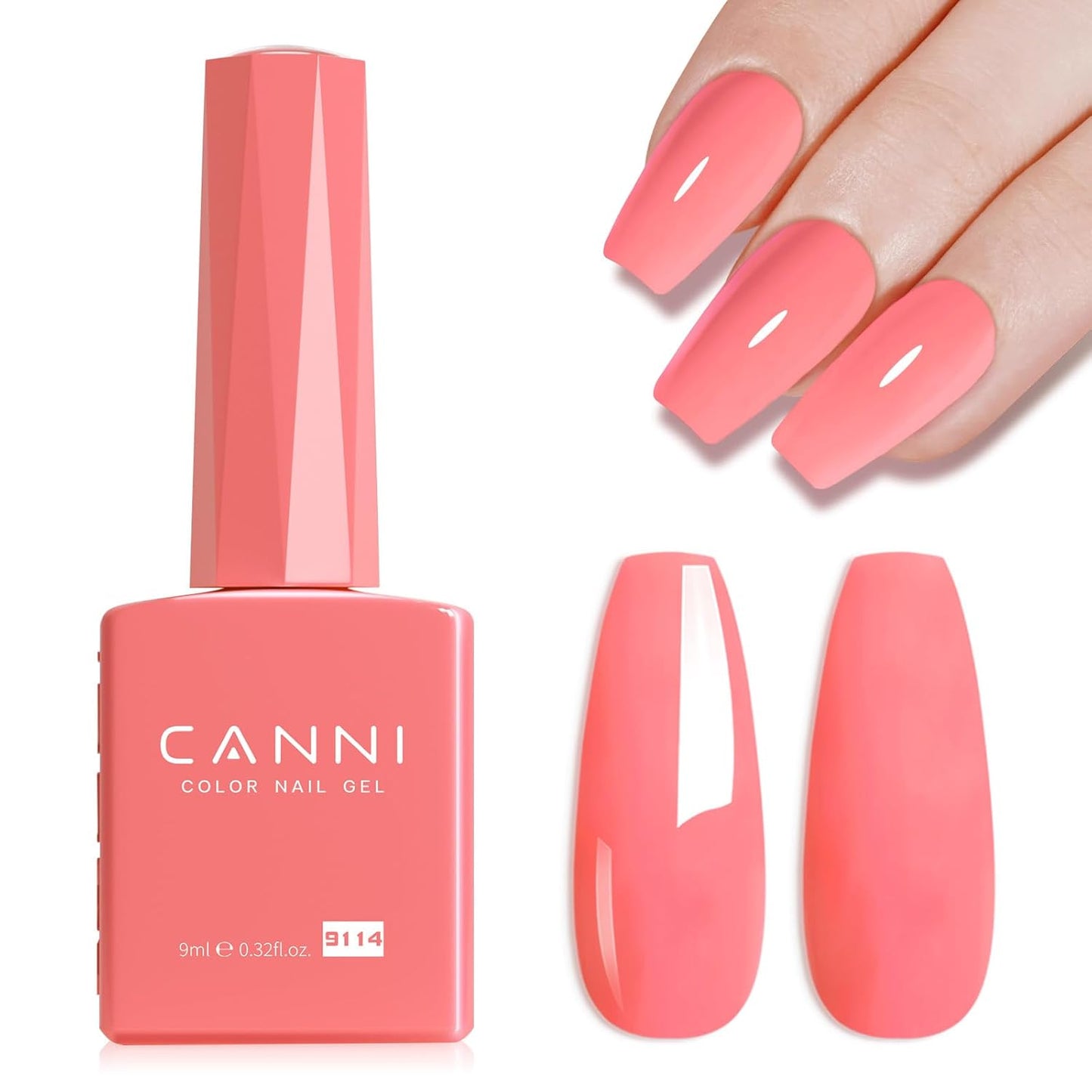 CANNI Pink Gel Nail Polish – 1pc 9ML Hot Grapefruit Pink Color, Soak Off UV LED Gel, High Gloss for French Manicure, DIY Nail Art & Salon Use-BrightBean Baby