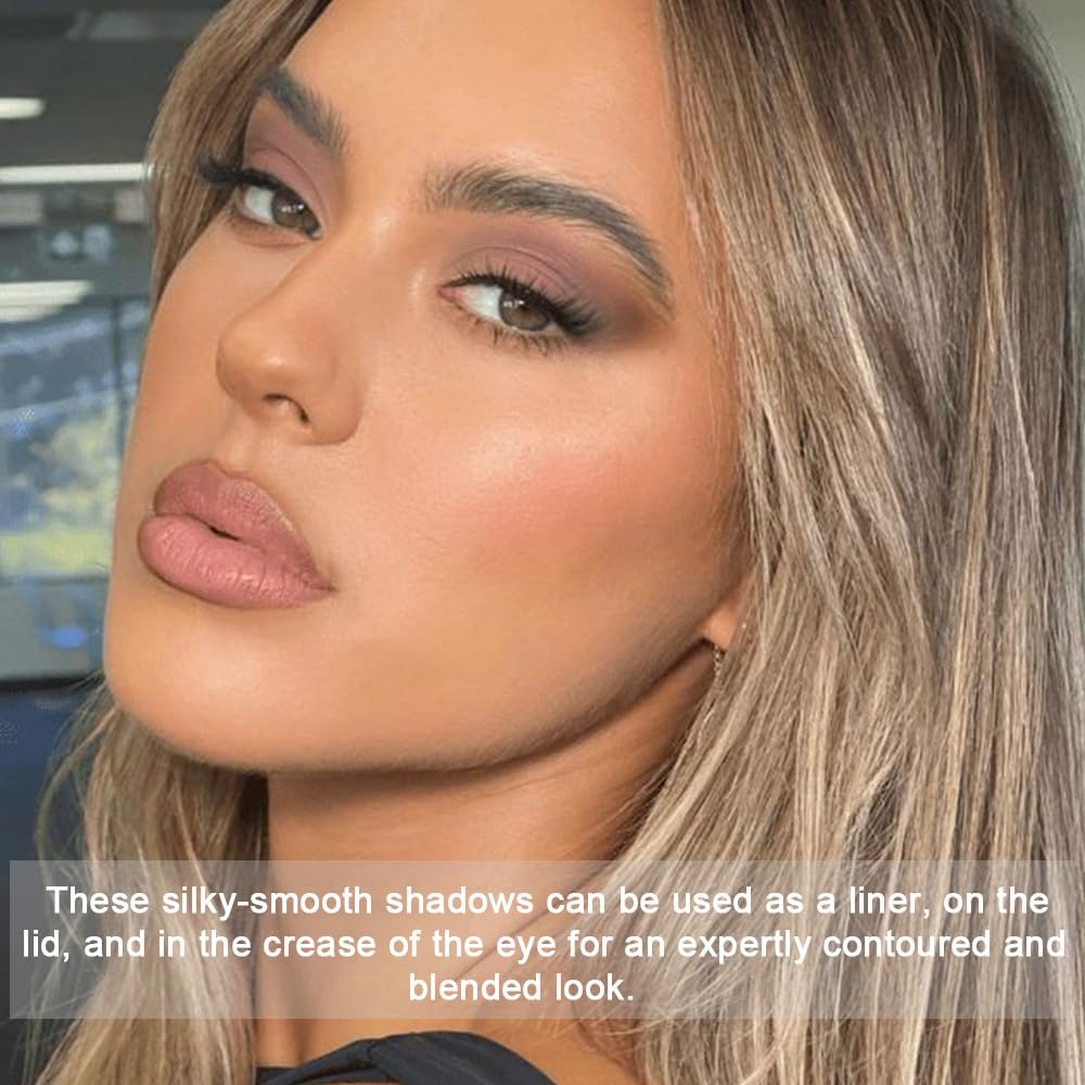 10 Color Matte Eyeshadow Palette | 10 Soft-Focus Matte Shades in Grey-Brown & Neutral Taupe | Silky Powder Blends Like Cream | Natural-Looking Nude Makeup for Mature Skin | Day to Night Wear-BrightBean Baby