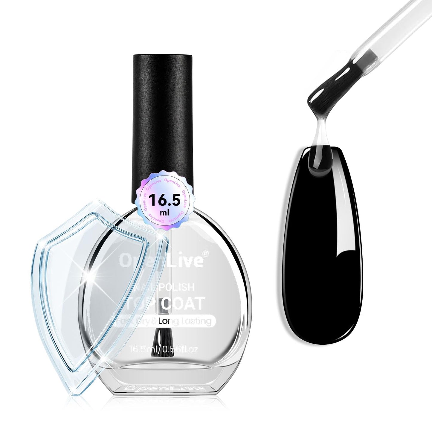 16.5ml Top Coat Clear Nail Polish, Quick Dry High Gloss Shine Large Volume Top Coat, Long Wear and Scratch Resistant for Women Salon DIY Nail Art-BrightBean Baby