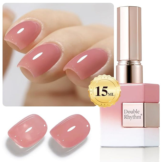 Double Rhythm Gel Polish Translucent Sheer Neutral Natural Light Milky Same Color Same Bottle 15ML Jelly Polish Art DIY at Home (Sheer Pink Nude-A1385)-BrightBean Baby