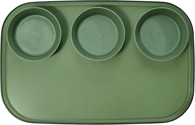 madesmart dipware 3 Bowl Serving Tray, Collapsible & Removable Dip Bowls for Charcuterie, Guacomole, Snacks, Veggies, Premium Dishwasher & Microwave Safe, Multipurpose Plate & Bowl, Olive