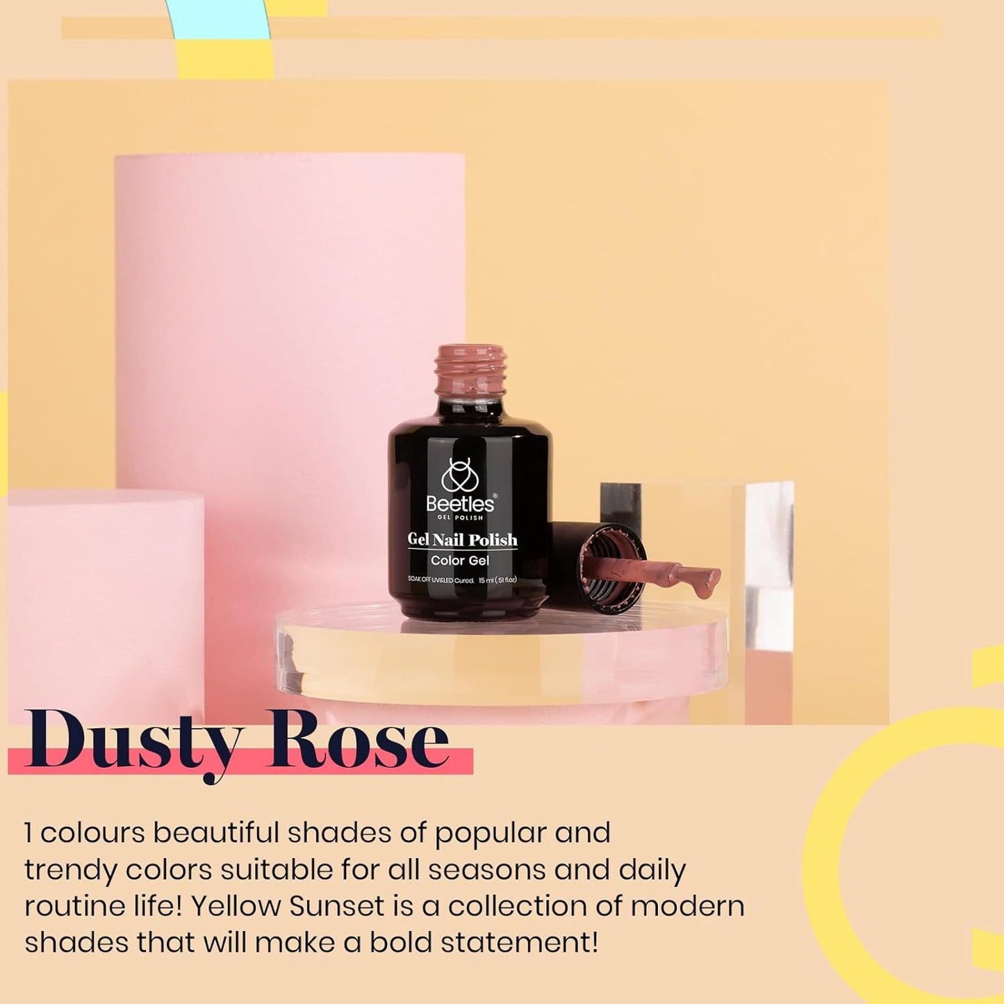 Beetles Mauve Gel Nail Polish – 15ml Dusty Rose Gel Polish Dried-Rose Dusty Pink Fall Soak Off UV LED Nail Lamp Nail Art Manicure Salon DIY Home for Women-BrightBean Baby