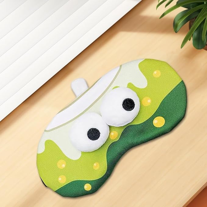 PERFECTSIGHT Sleep Eye Masks, Cute Plush Sleep Eye Cover Lightweight Adjustable Eyeshade Faux Fur Mask Cover for Women Men Sleep Travel Nap, Bubble Tea-BrightBean Baby