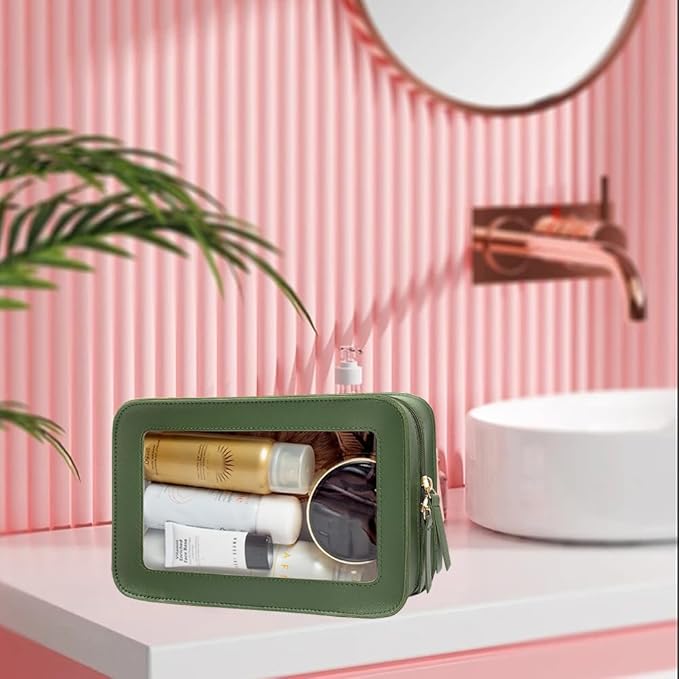 Clear Makeup Bag Small, TSA Approved Portable Toiletry Bag with Zipper Cosmetic Travel Bag Makeup Organizer Case Mini Makeup Pouch for Purse Car Organizer Bag for Women Men-BrightBean Baby