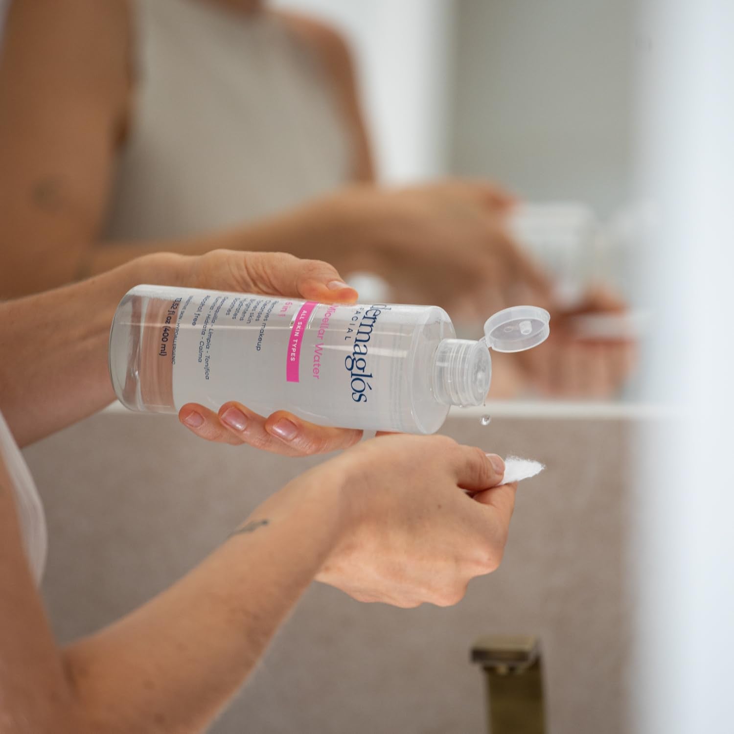 Dermaglos Micellar Water for All Skin Types Even Sensitive | All In 1 Hydrating Facial Cleanser & Makeup Remover, Brightening, Soothing, Gentle Face Toner | Alcohol-Free Formula | 13.52 Fl Oz-BrightBean Baby