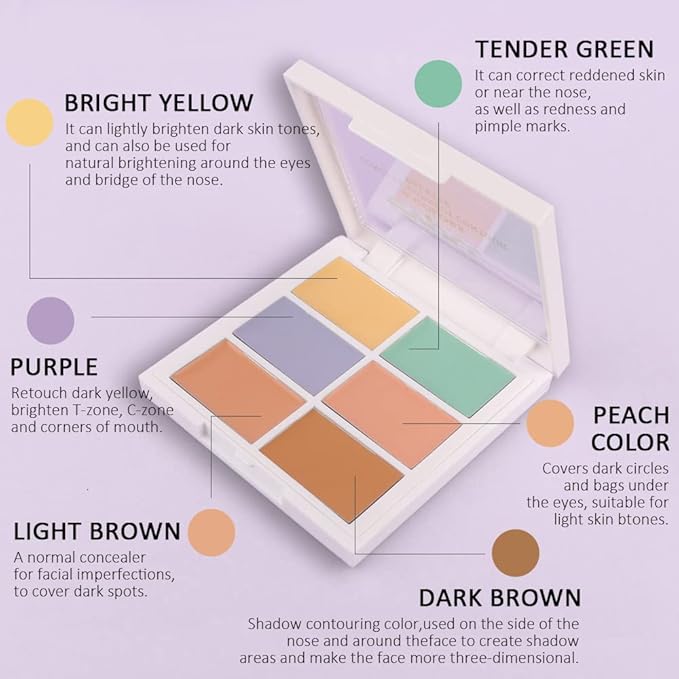 Concealer Cream Makeup Palette Color Corrector,Under Eye Brightener Concealer Dark Circle Concealer Palette,Waterproof Foundation Cream Based Makeup Palette Full Face Contour Kit for Beginners-BrightBean Baby