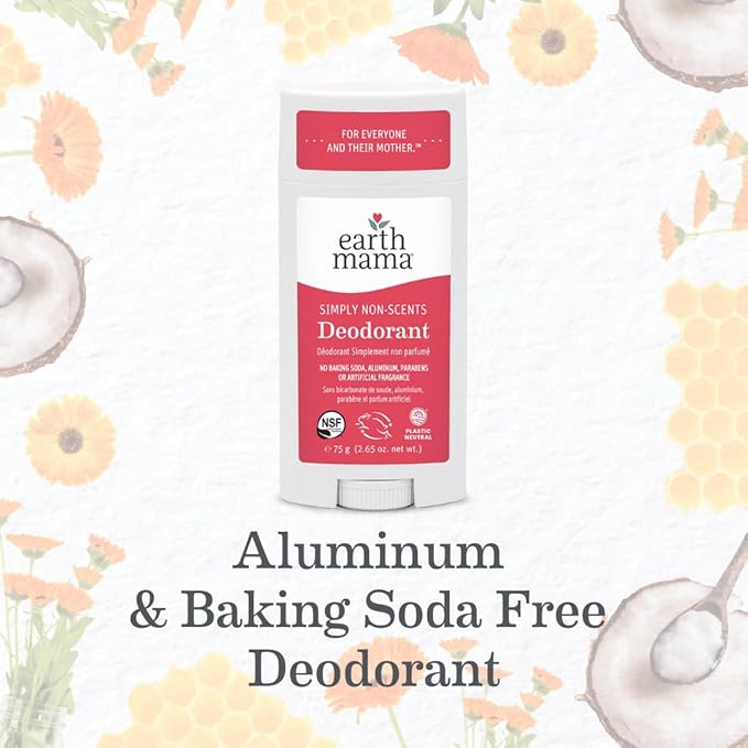 Earth Mama Simply Non-Scents Deodorant | Fragrance-free + Safe for Sensitive Skin, Pregnancy and Breastfeeding, Contains Organic Calendula and Coconut Oil, No Baking Soda or Aluminum, 2.65-Ounce-BrightBean Baby