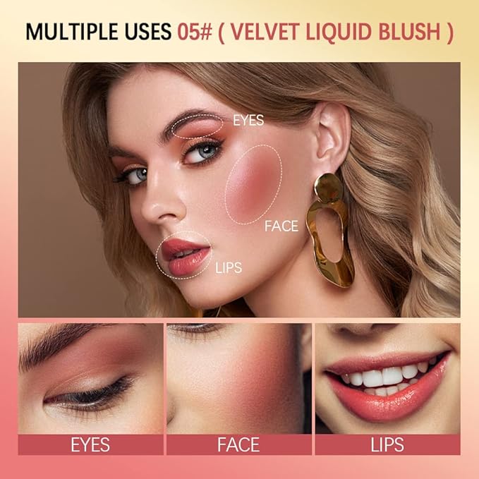 2 Colors Liquid Blush,Soft Cream Face Blush, Dewy Cheek Tint, Long Lasting Natural Matte Finish Looking,Moisturizing Lightweight Blendable Feel (02-HAPPY / 04 - LOVE)-BrightBean Baby