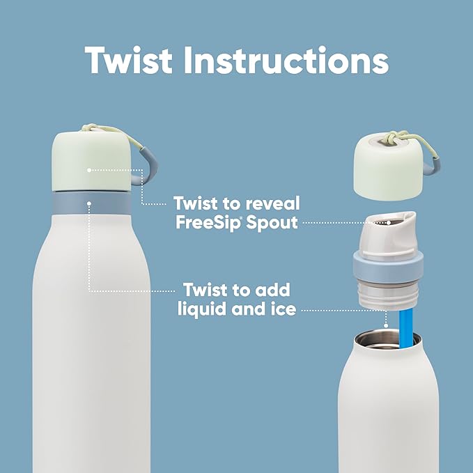Owala FreeSip Twist Insulated Stainless Steel Water Bottle with Straw for Sports and Travel, BPA-Free, 24-oz, In Bloom