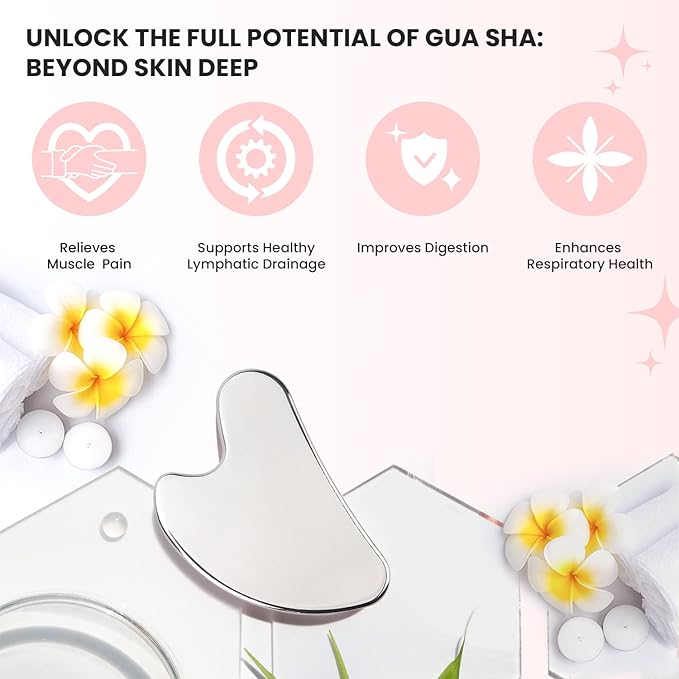 Sacred Healing Premium Stainless Steel Gua Sha Facial Tool – Enhance Beauty, Anti-Aging, Pain Relief, Lymphatic Drainage – Ideal for Home and Professional Use- Metal Gua Sha-BrightBean Baby