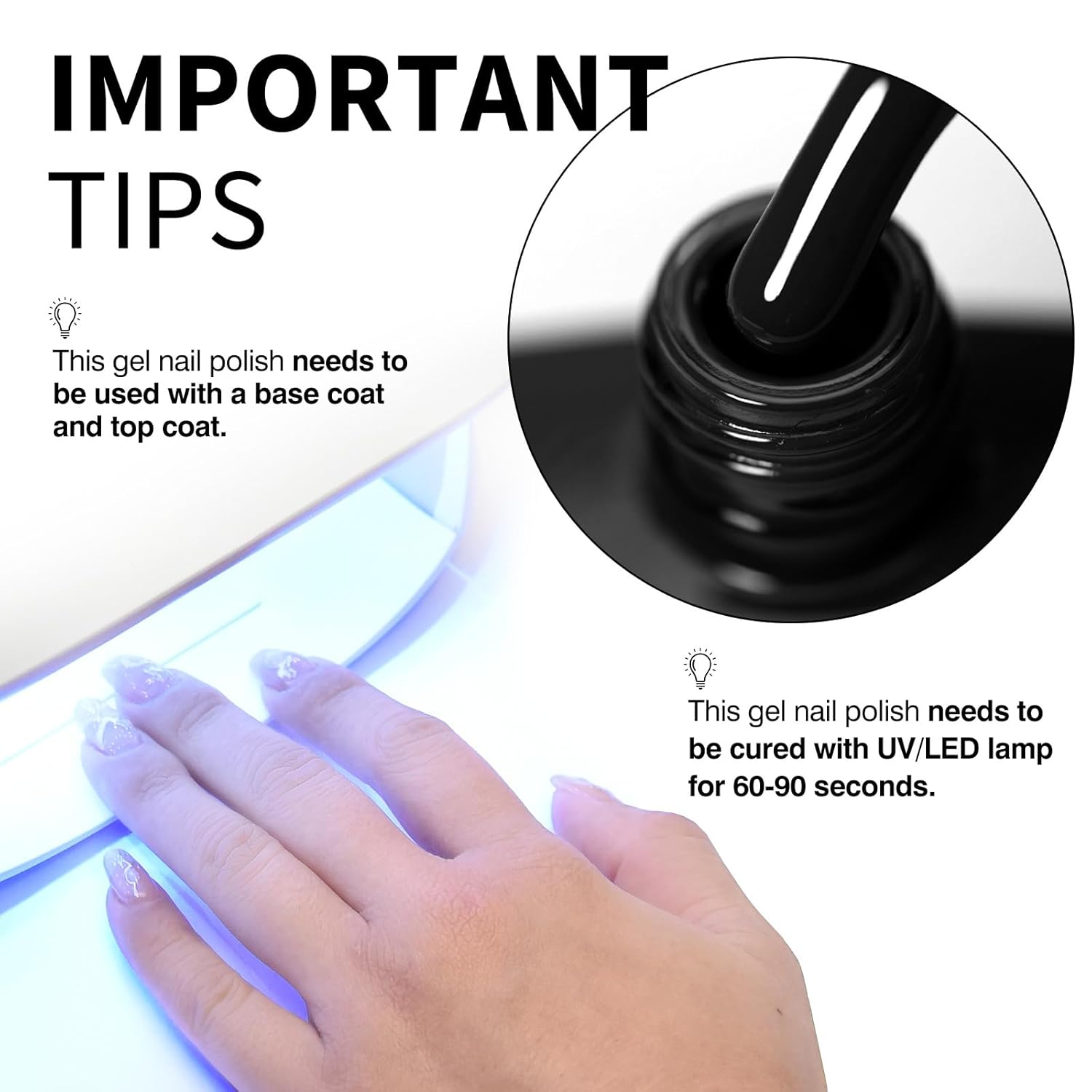 CANNI Black Gel Nail Polish, 1Pcs Pure Black Color High Gloss Soak Off UV Gel Polish Nail French Manicure Salon DIY-BrightBean Baby