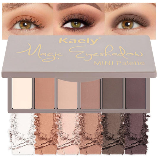 Kaely 6 Color Mini Nude Brown Neutral Eyeshadow Palette Makeup, Highly Pigmented Eye Shadow Palette Waterproof, Natural Matte Eye Shadow Palette, paleta de sombras de ojos, Vegan & Cruelty-free, 10-BrightBean Baby