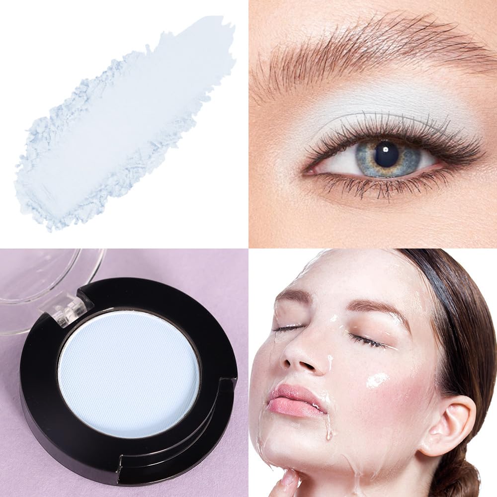 Monochrome Pressed Eyeshadow, Matte Blue Waterproof Neutral Powde Mini Eyeshadow, sombras para ojos, Talc, Paraben & Cruelty Free (C10#Matte Blue)-BrightBean Baby