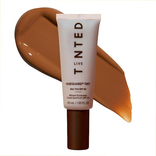 Live Tinted Hueguard Skin Tint SPF 50 - Tinted Mineral Sunscreen with Light-Medium Buildable Coverage With a Hydrating and Radiant Finish - Water and Sweat Resistant, 1.35 fl oz - Shade 04-BrightBean Baby