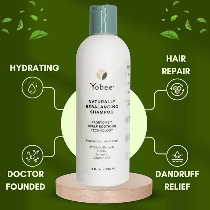 Yobee Rebalancing Shampoo – Sulfate-Free Dry, Flaky & Itchy Scalp Care | Probiotic Shampoo with Organic Honey, Turmeric, Vitamin B12 & Oat | Dandruff, Eczema & Psoriasis Relief | Doctor Founded-BrightBean Baby