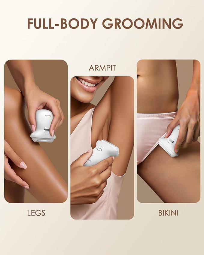 Mini Body Hair Trimmer for Travel, Womens Electric Shaver Type-C Rechargeable Hair Removal Razor with LED Display, Waterproof Wet/Dry Home Use, On-The-Go White-BrightBean Baby