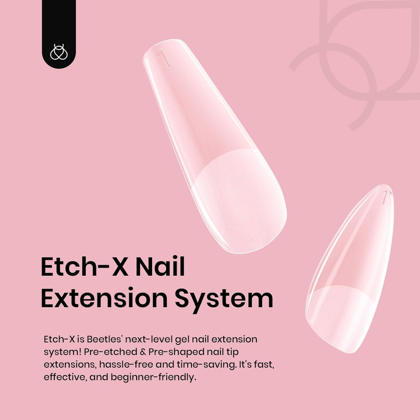 Beetles Gel Nail Tips Medium Almond Etch X Nail Tips, 12 Sizes 288 PCS Half Matte Full Cover False Nails Clear Acrylic Nails Glue on Nails DIY Gift for Women-BrightBean Baby