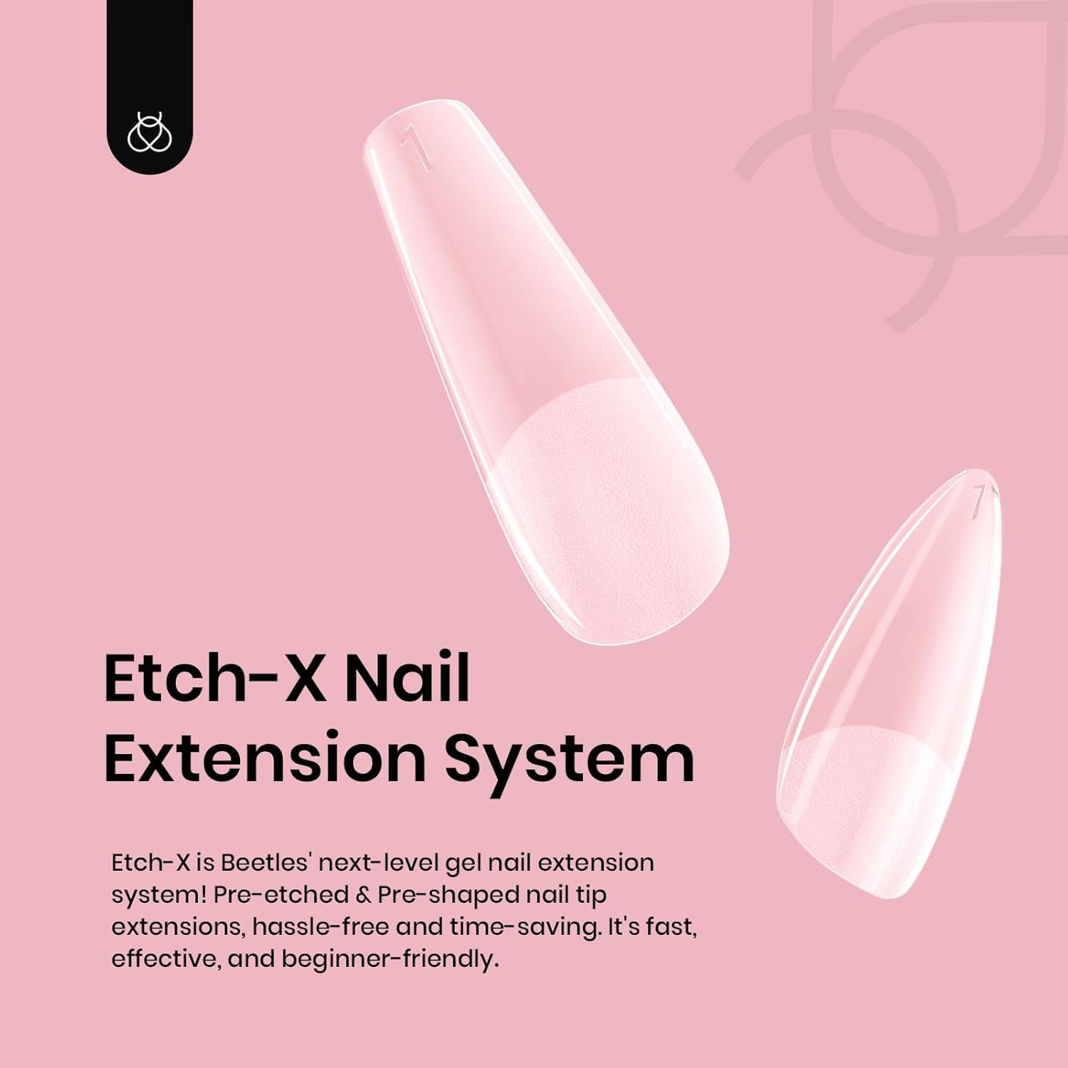 Beetles Gel Nail Tips Medium Almond Etch X Nail Tips, 12 Sizes 288 PCS Half Matte Full Cover False Nails Clear Acrylic Nails Glue on Nails DIY Gift for Women-BrightBean Baby